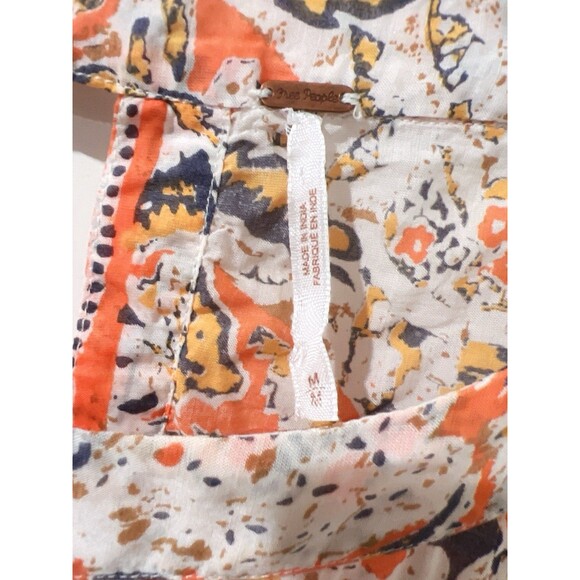 Free People Mini Pocket Dress Sun Ruffle Printed Long Sleeve Cut Out Back Button - Picture 11 of 12